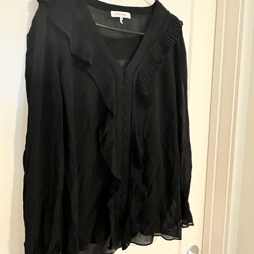 FRAME denim silk blouse, size xs